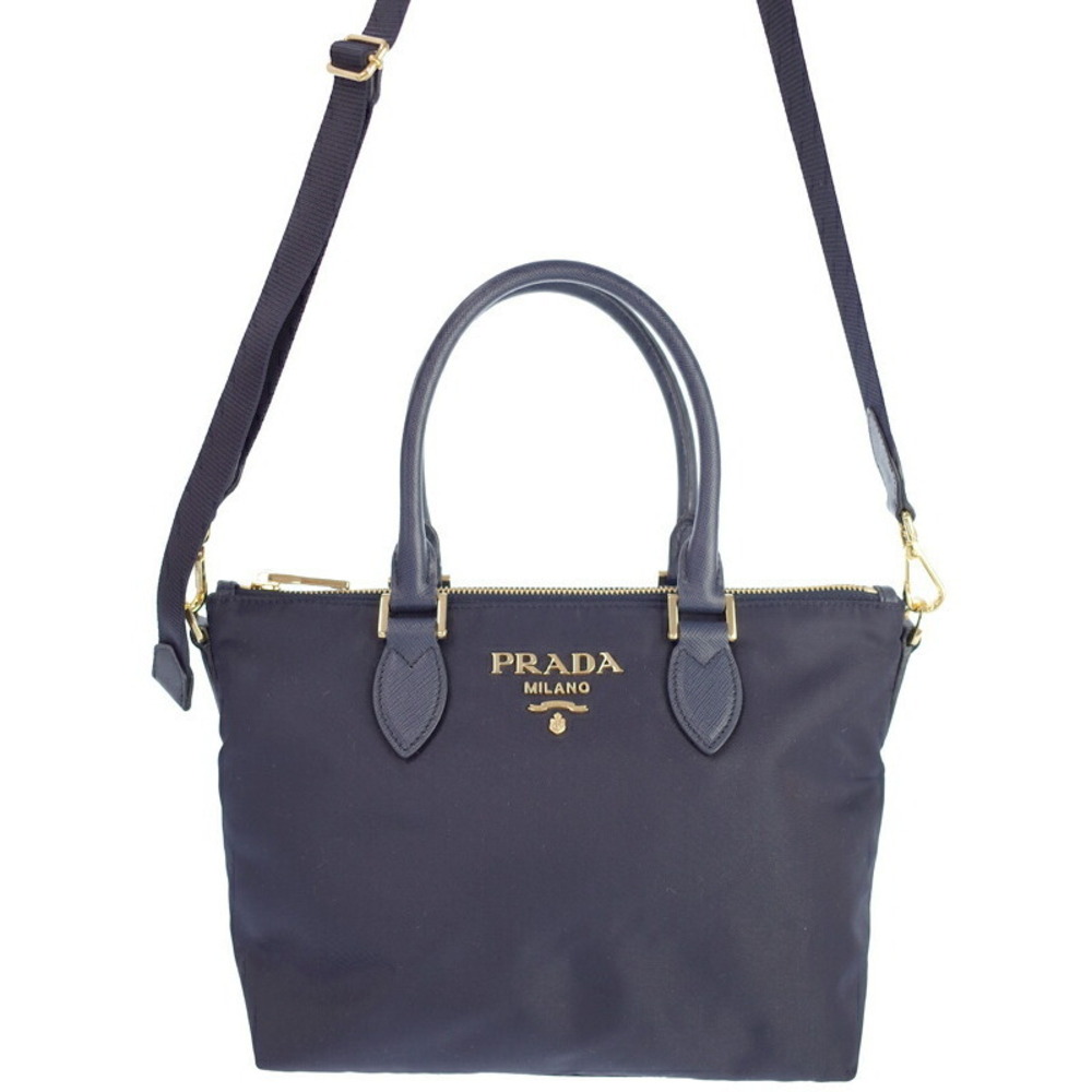 Prada Tessuto 2way Satchel Handbag Saffiano leather Black